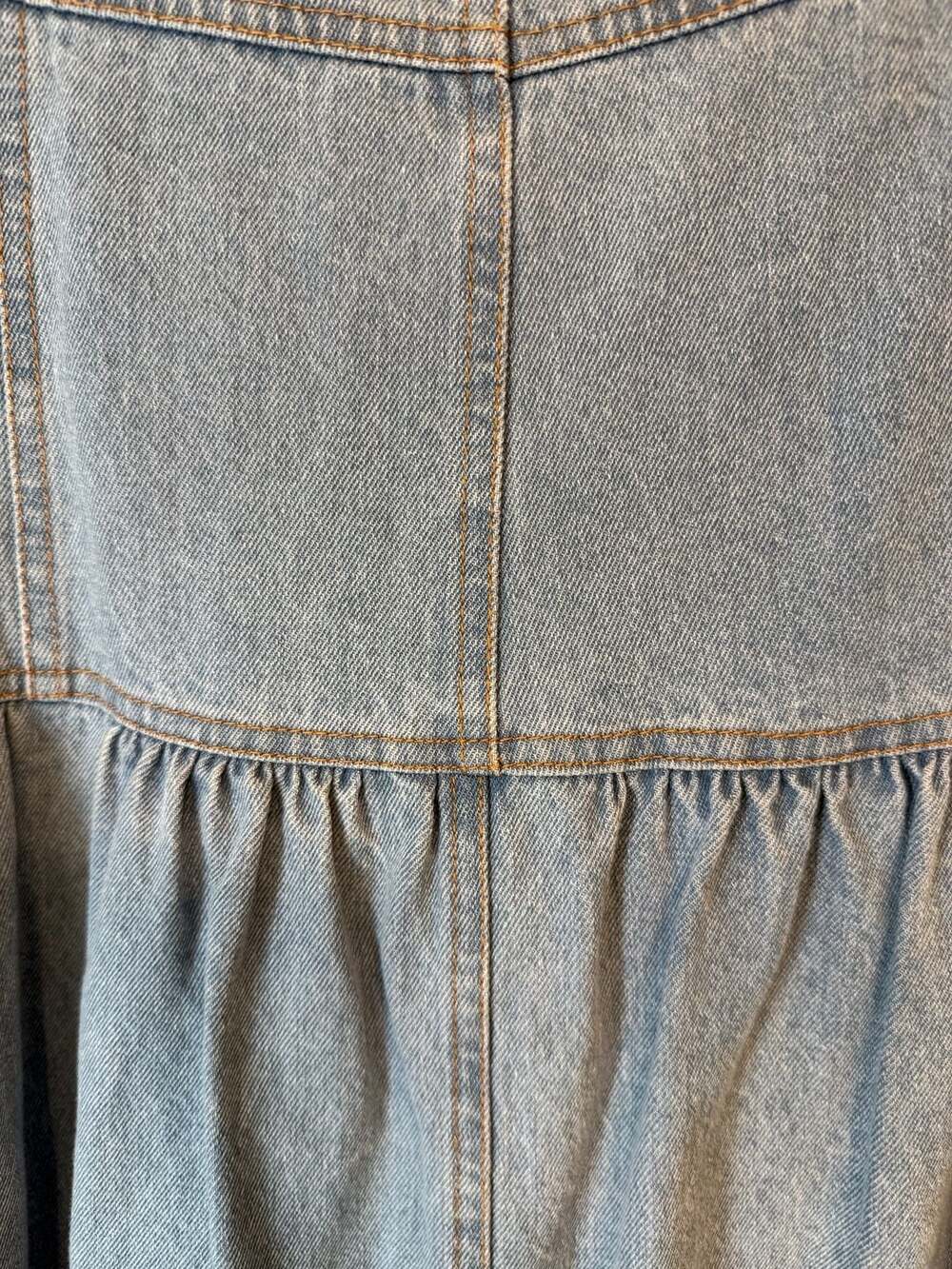 Moon River Light Wash Button-Down Tiered boho/western Denim Midi Skirt Size M - Picture 6 of 10